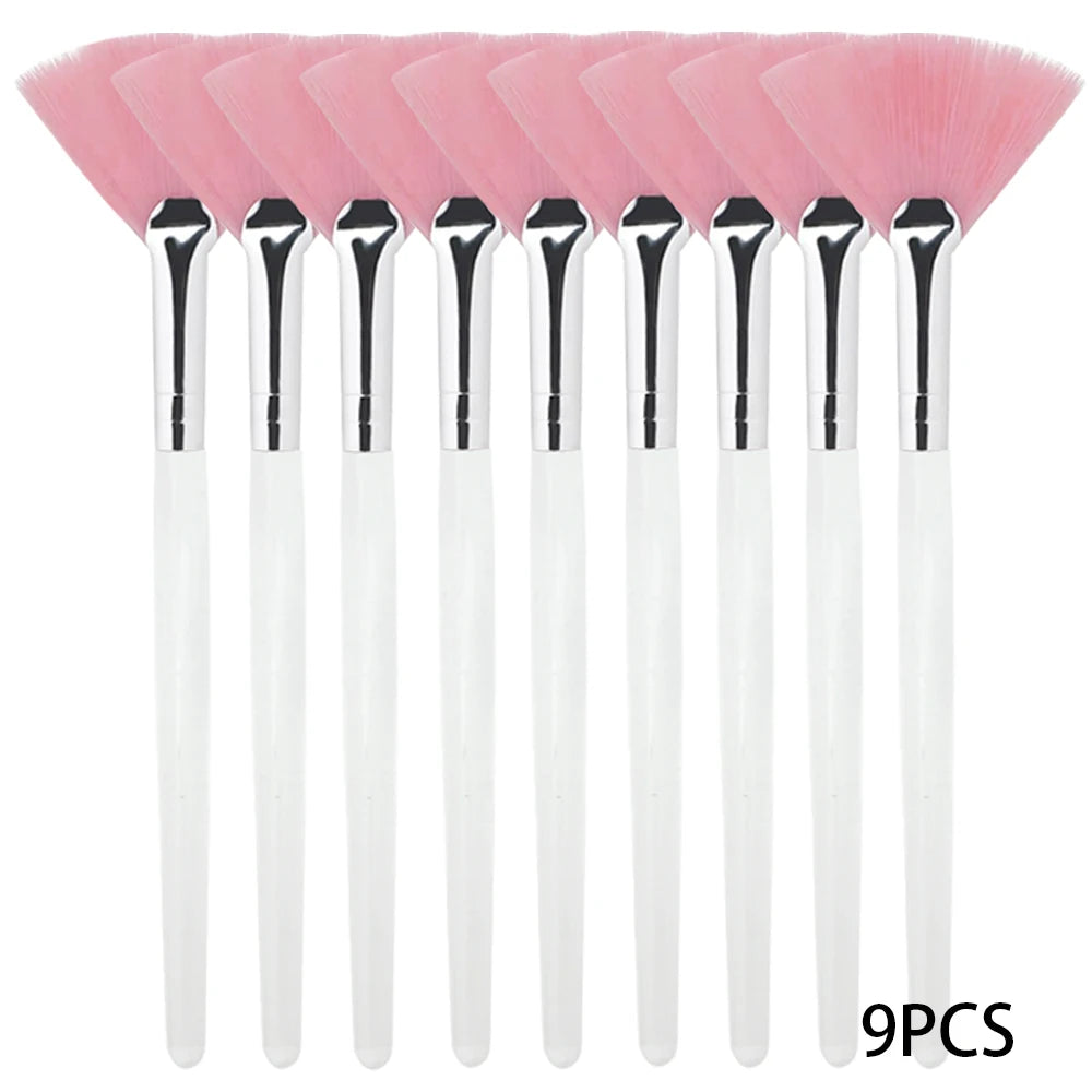 Set de Brochas de Abanico Suaves para Mascarillas Faciales y Skincare (3 a 9 Piezas)