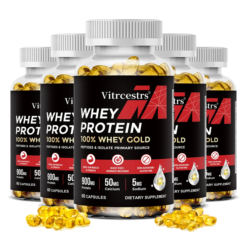 Proteína Whey Concentrada 900 mg en Cápsulas para Recuperación Muscular