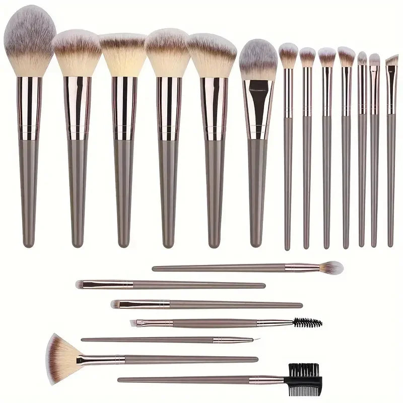Kit de Brochas de Maquillaje Suaves de 3 a 20 Piezas para Rostro y Ojos con Brocha Kabuki