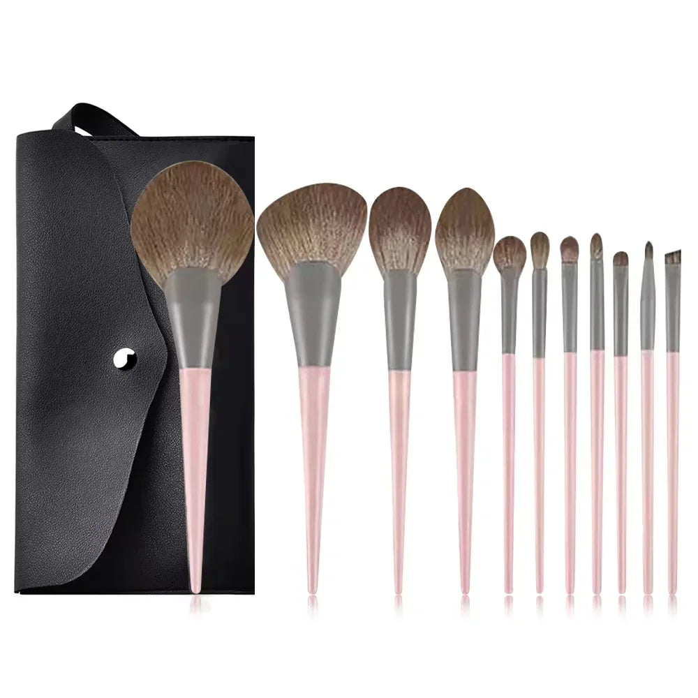 Kit de 24 Brochas de Maquillaje Profesionales para Base, Sombras y Polvo con Estuche