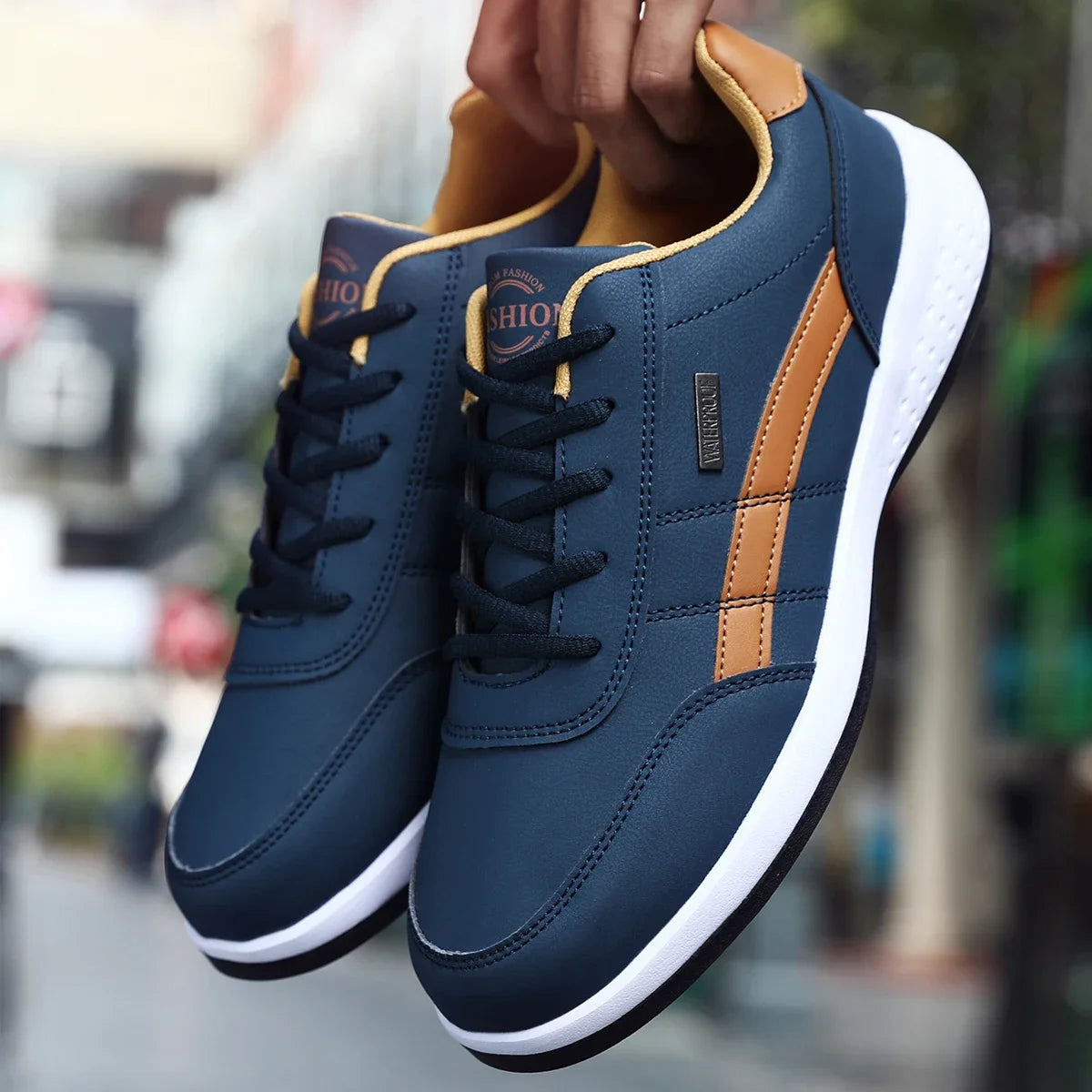 Hombres Zapatos Primavera Otoño Impermeable Zapatillas de deporte de senderismo Ocio Hombre Cuero Zapatos deportivos Calzado antideslizante Tenis para Hombres