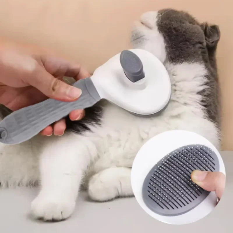 Cepillo Deslanador Autolimpiable para Perros y Gatos con Botón Expulsor de Pelo