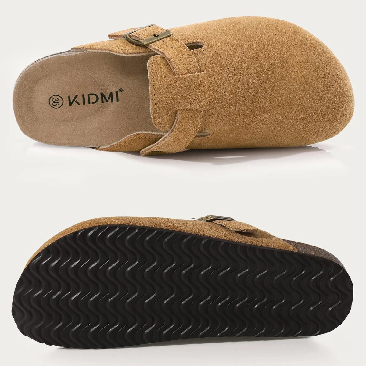Asgard Mujeres Cork Sole Zuecos Zapatillas Moda Vaca Gamuza Plana Mulas Con Hebilla Ajustable Hombres Zapatos De Patata De Cuero Sandalias De Playa