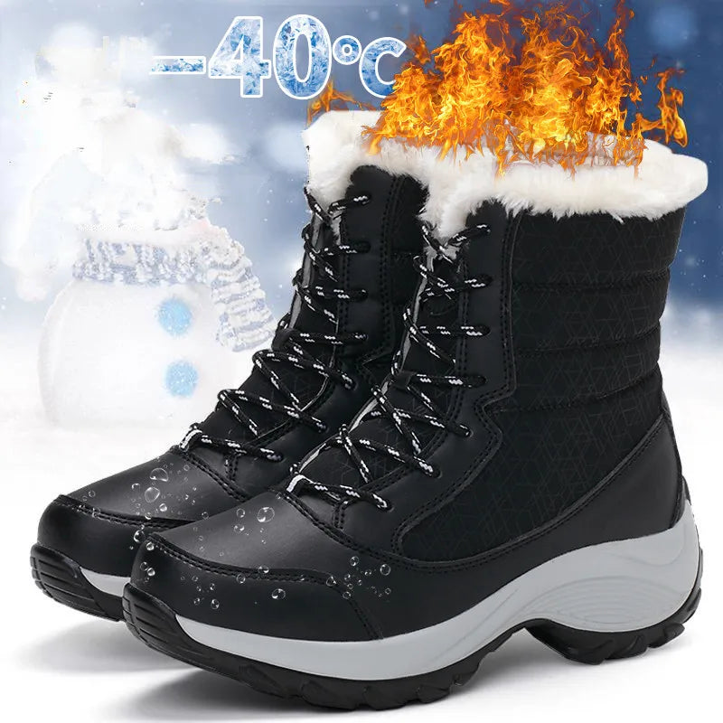 Botines para mujer. Zapatos de nieve de felpa Botas cortas al aire libre
