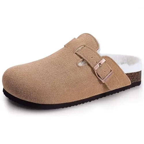 Asgard Mujeres Cork Sole Zuecos Zapatillas Moda Vaca Gamuza Plana Mulas Con Hebilla Ajustable Hombres Zapatos De Patata De Cuero Sandalias De Playa