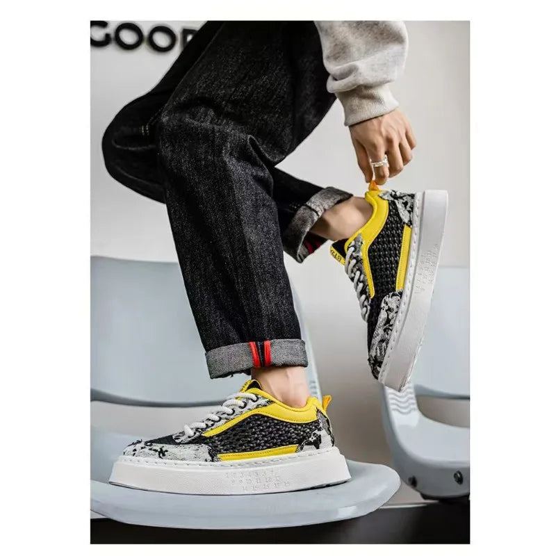 Zapatos casuales antideslizantes para hombre 2026 Verano Transpirable Tejido de malla Plataforma Suela Daily Streetwear All-mat Skate Calzado