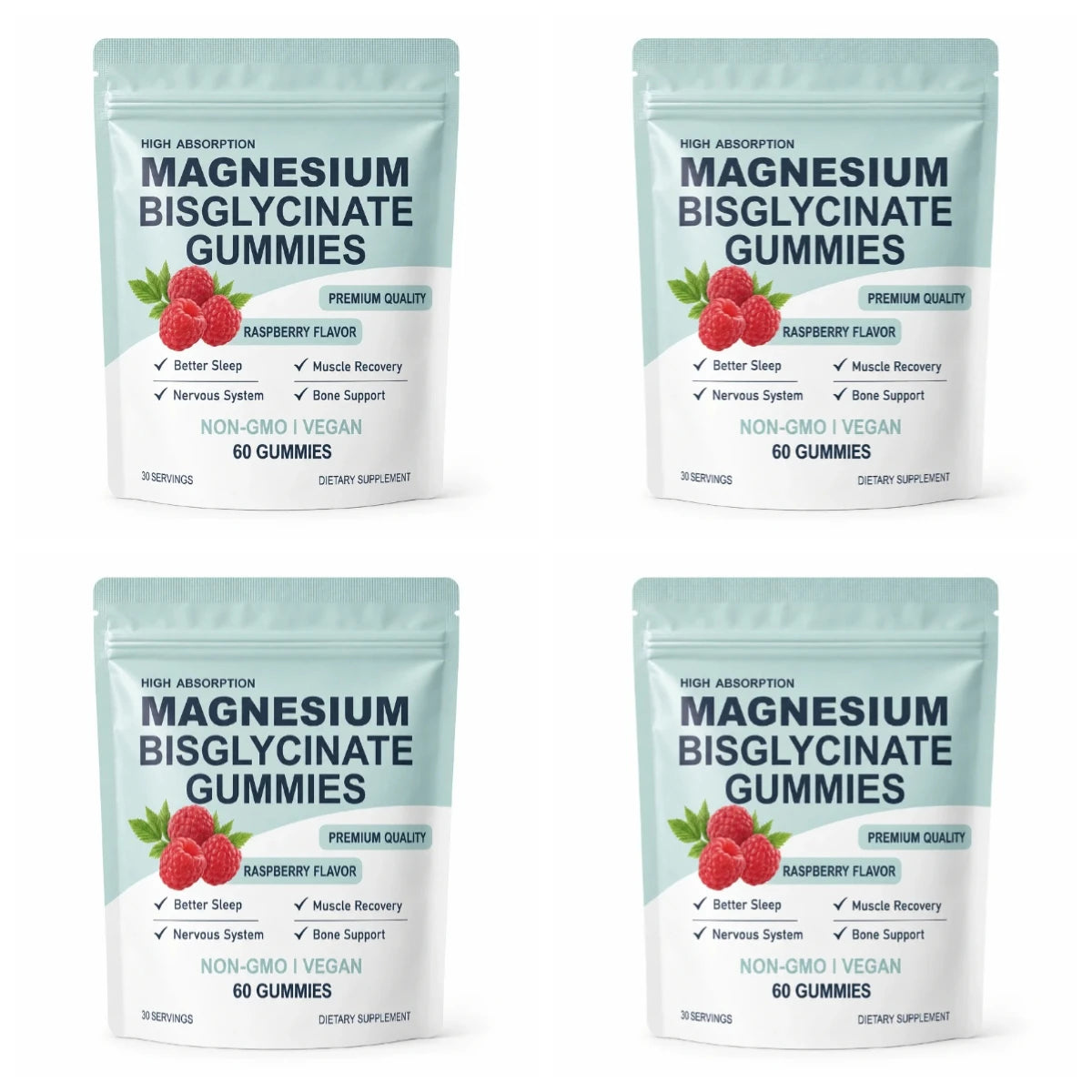 Gomitas de Bisglicinato de Magnesio Alta Absorción Sabor Frambuesa (60 Gomitas)