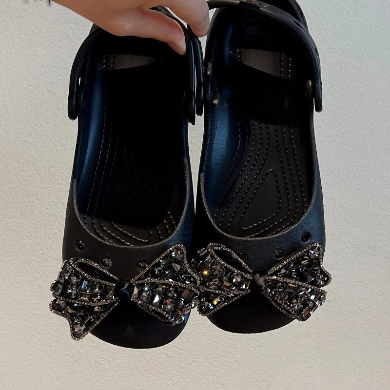 Elegantes zapatos de lazo encantos falsos diamante DIY Fashion Ballet Clogs Accesorios adecuados para zapatos de agujero Sandalias Vacaciones Regalos de fiesta