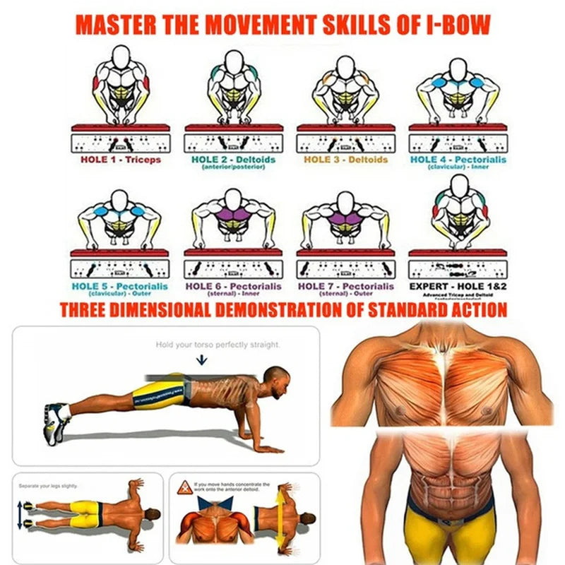 Tabla para Lagartijas Plegable Multifuncional con Agarraderas para Pecho y Espalda