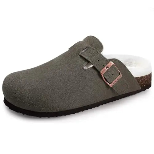 Asgard Mujeres Cork Sole Zuecos Zapatillas Moda Vaca Gamuza Plana Mulas Con Hebilla Ajustable Hombres Zapatos De Patata De Cuero Sandalias De Playa