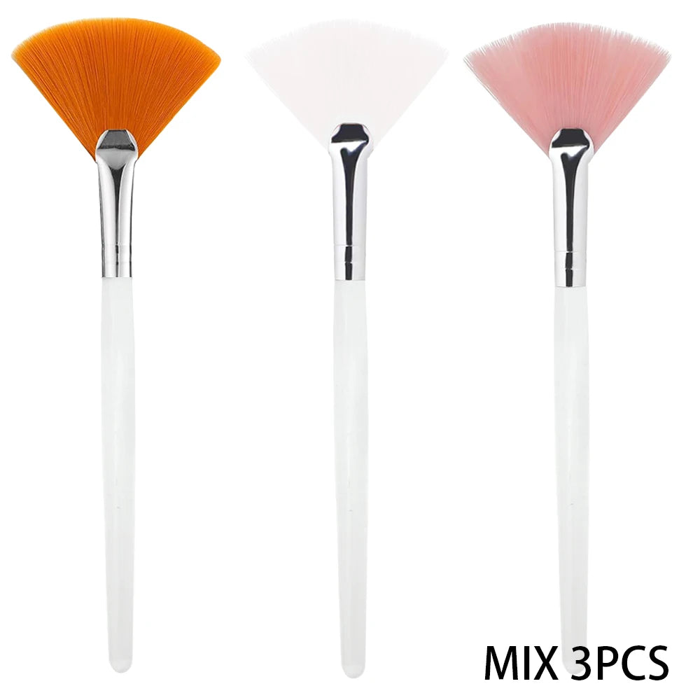 Set de Brochas de Abanico Suaves para Mascarillas Faciales y Skincare (3 a 9 Piezas)