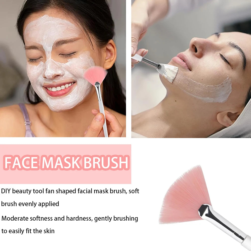 Set de Brochas de Abanico Suaves para Mascarillas Faciales y Skincare (3 a 9 Piezas)