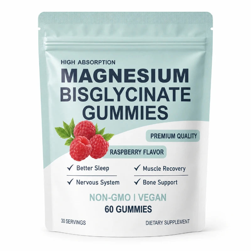 Gomitas de Bisglicinato de Magnesio Alta Absorción Sabor Frambuesa (60 Gomitas)