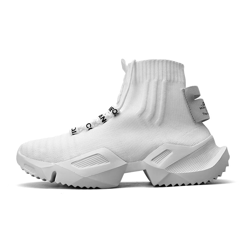 YRZL Moda de alta calidad Zapatillas de deporte de malla Hombres Zapatos casuales Ligeros Cómodos Cordones Hombres Zapatillas de deporte de cabeza alta