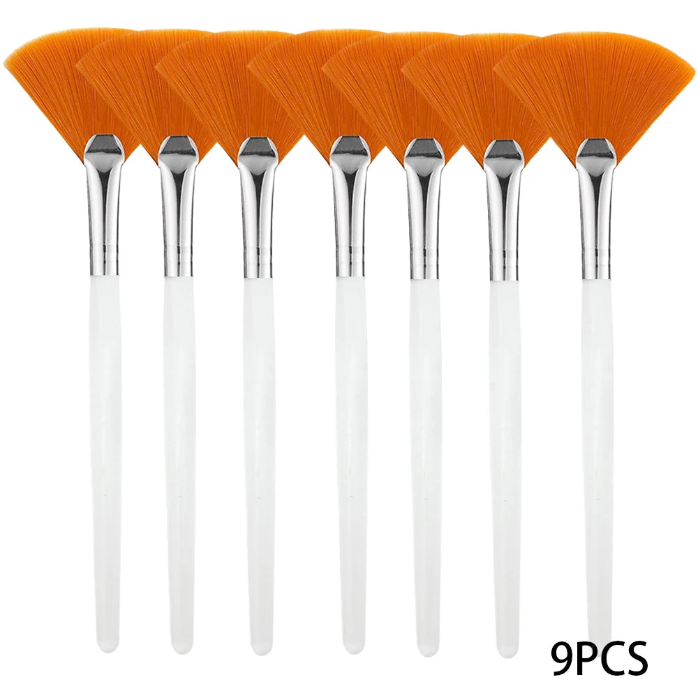 Set de Brochas de Abanico Suaves para Mascarillas Faciales y Skincare (3 a 9 Piezas)