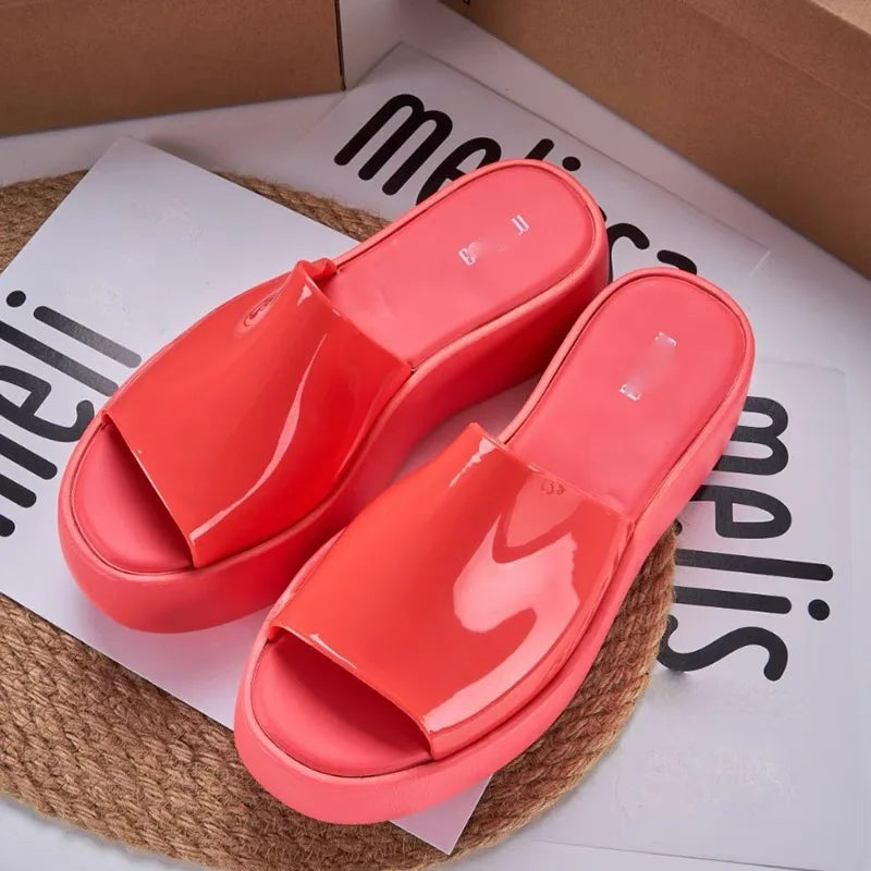 Mini Melissa Sandal Summe Women Slippers Wedges Platform Beach Flip Flops Trend High Heels Ladies Shoes Pumps Thick Slides Women
