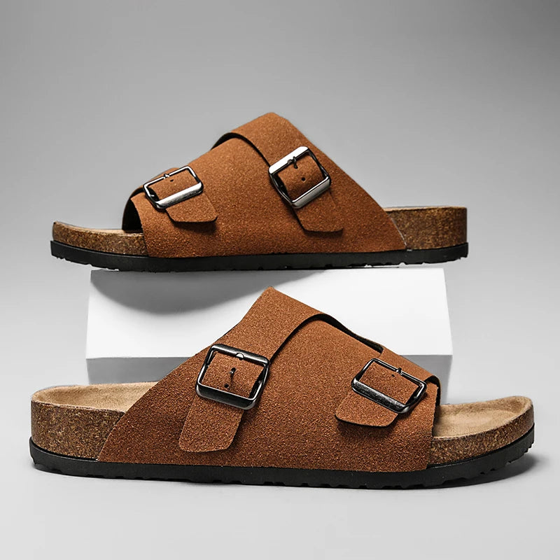 Zapatillas y sandalias de corcho para hombre, convenientes para las actividades al aire libre del verano como zapatos de playa, zapatillas casuales de dedos abiertos