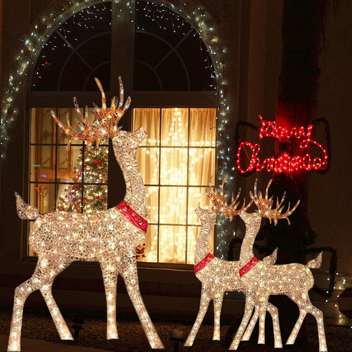 Christmas Lighted Deer Decoration Light Led Reindeer Elk Luminous Sculptures Garden Lawn Outdoor Yard Christmas Drop Ornaments