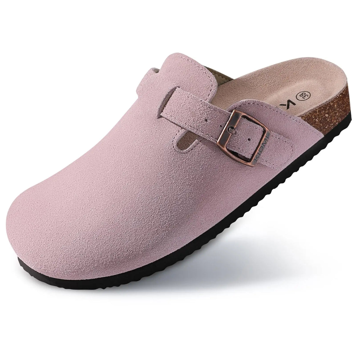 Asgard Mujeres Cork Sole Zuecos Zapatillas Moda Vaca Gamuza Plana Mulas Con Hebilla Ajustable Hombres Zapatos De Patata De Cuero Sandalias De Playa