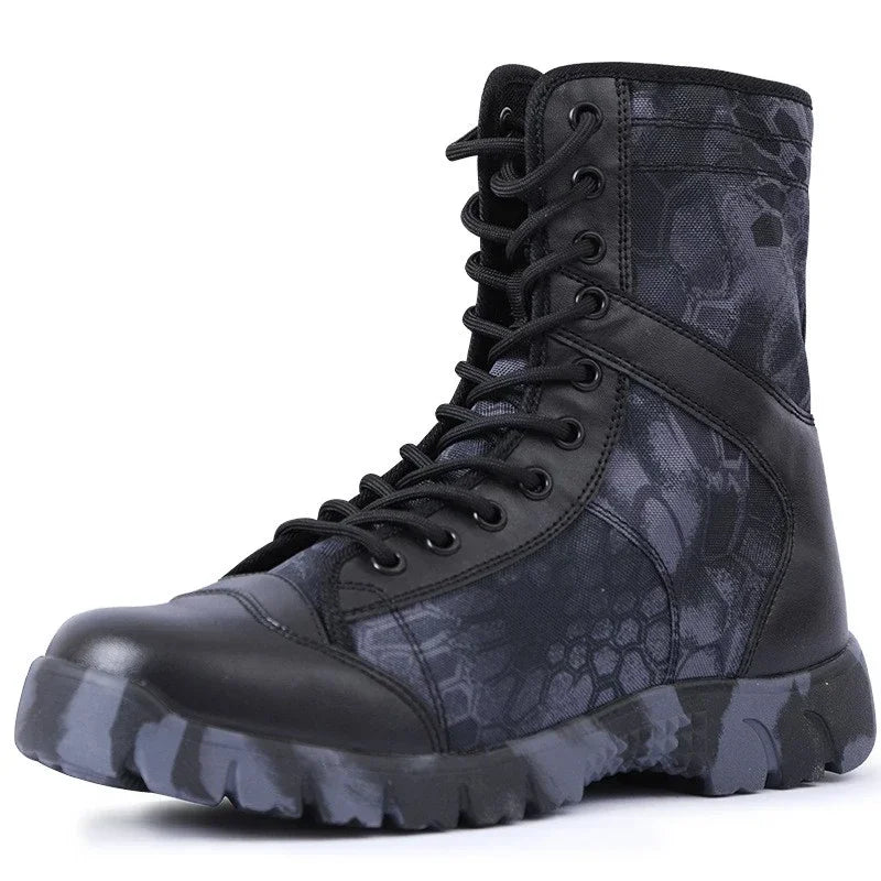 Impermeable Hombres Botas Con Cordones Botas Al Aire Libre Botas Transpirable Lona Camuflaje Táctico Combat Desert Zapatos De Tobillo D139