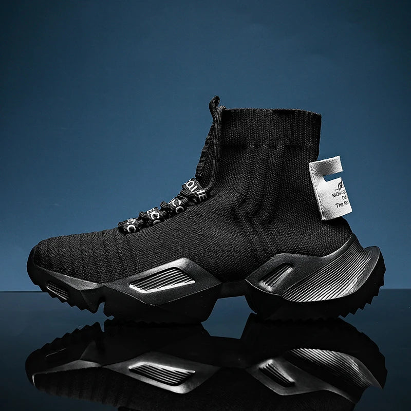 YRZL Moda de alta calidad Zapatillas de deporte de malla Hombres Zapatos casuales Ligeros Cómodos Cordones Hombres Zapatillas de deporte de cabeza alta
