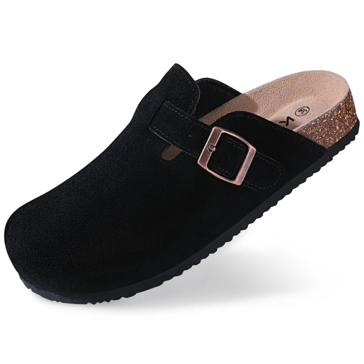 Asgard Mujeres Cork Sole Zuecos Zapatillas Moda Vaca Gamuza Plana Mulas Con Hebilla Ajustable Hombres Zapatos De Patata De Cuero Sandalias De Playa