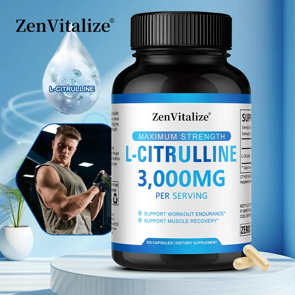 L-Citrulina 3000 mg en Cápsulas para Rendimiento y Recuperación Muscular