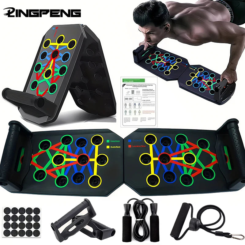 Tabla para Lagartijas Plegable Multifuncional con Agarraderas para Pecho y Espalda
