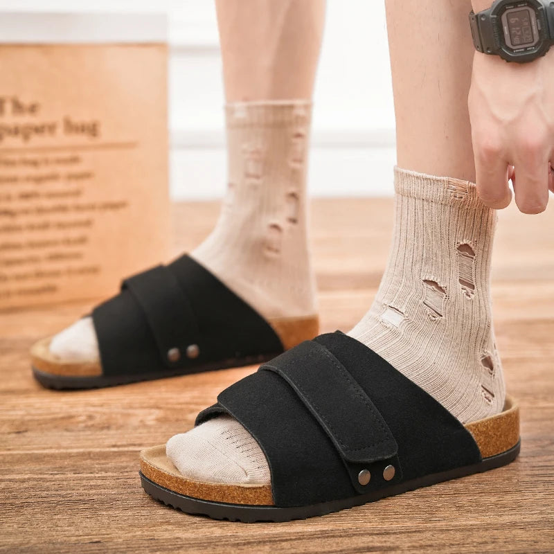 Zapatillas y sandalias de corcho para hombre, convenientes para las actividades al aire libre del verano como zapatos de playa, zapatillas casuales de dedos abiertos