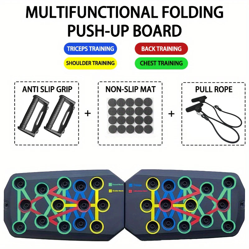 Tabla para Lagartijas Plegable Multifuncional con Agarraderas para Pecho y Espalda