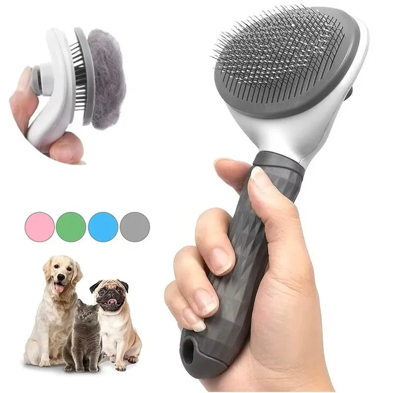 Cepillo Deslanador Autolimpiable para Perros y Gatos con Botón Expulsor de Pelo