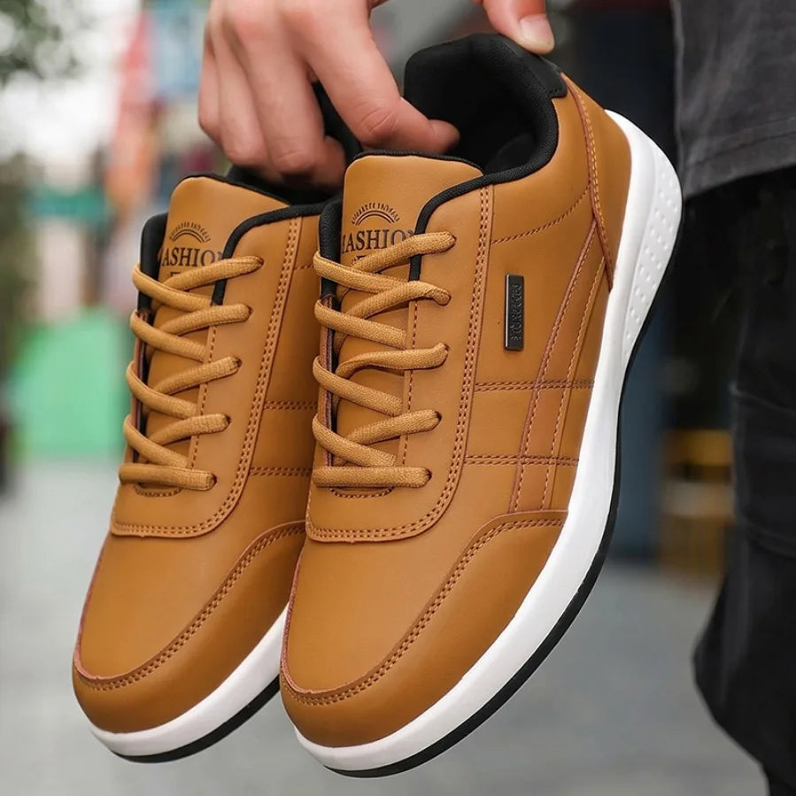 Hombres Zapatos Primavera Otoño Impermeable Zapatillas de deporte de senderismo Ocio Hombre Cuero Zapatos deportivos Calzado antideslizante Tenis para Hombres