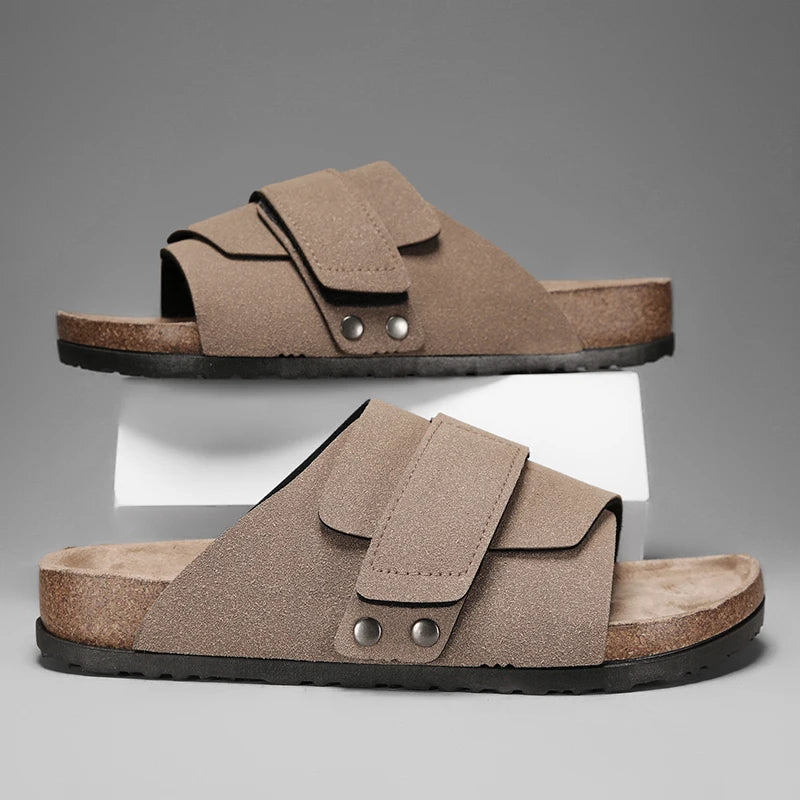 Zapatillas y sandalias de corcho para hombre, convenientes para las actividades al aire libre del verano como zapatos de playa, zapatillas casuales de dedos abiertos