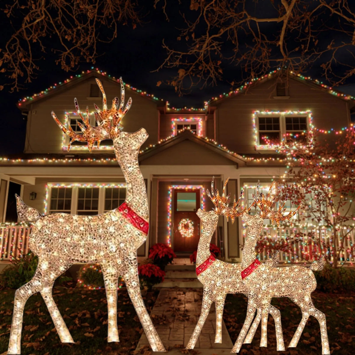 Christmas Lighted Deer Decoration Light Led Reindeer Elk Luminous Sculptures Garden Lawn Outdoor Yard Christmas Drop Ornaments