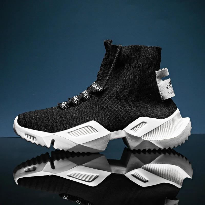 YRZL Moda de alta calidad Zapatillas de deporte de malla Hombres Zapatos casuales Ligeros Cómodos Cordones Hombres Zapatillas de deporte de cabeza alta