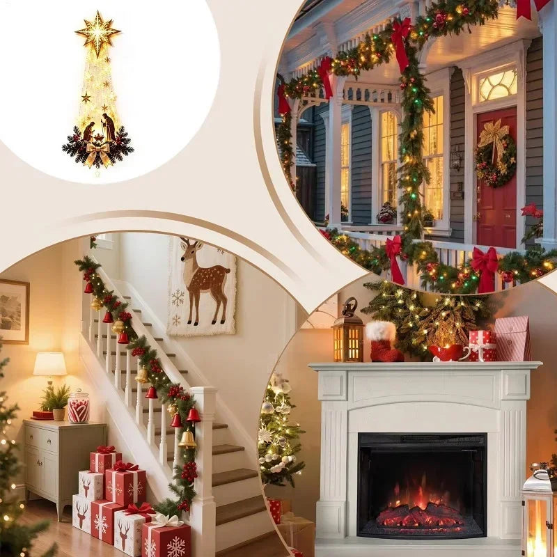 Pesebre de Pared Iluminado Navideño con Luces LED y Estrella de Belén Colgante