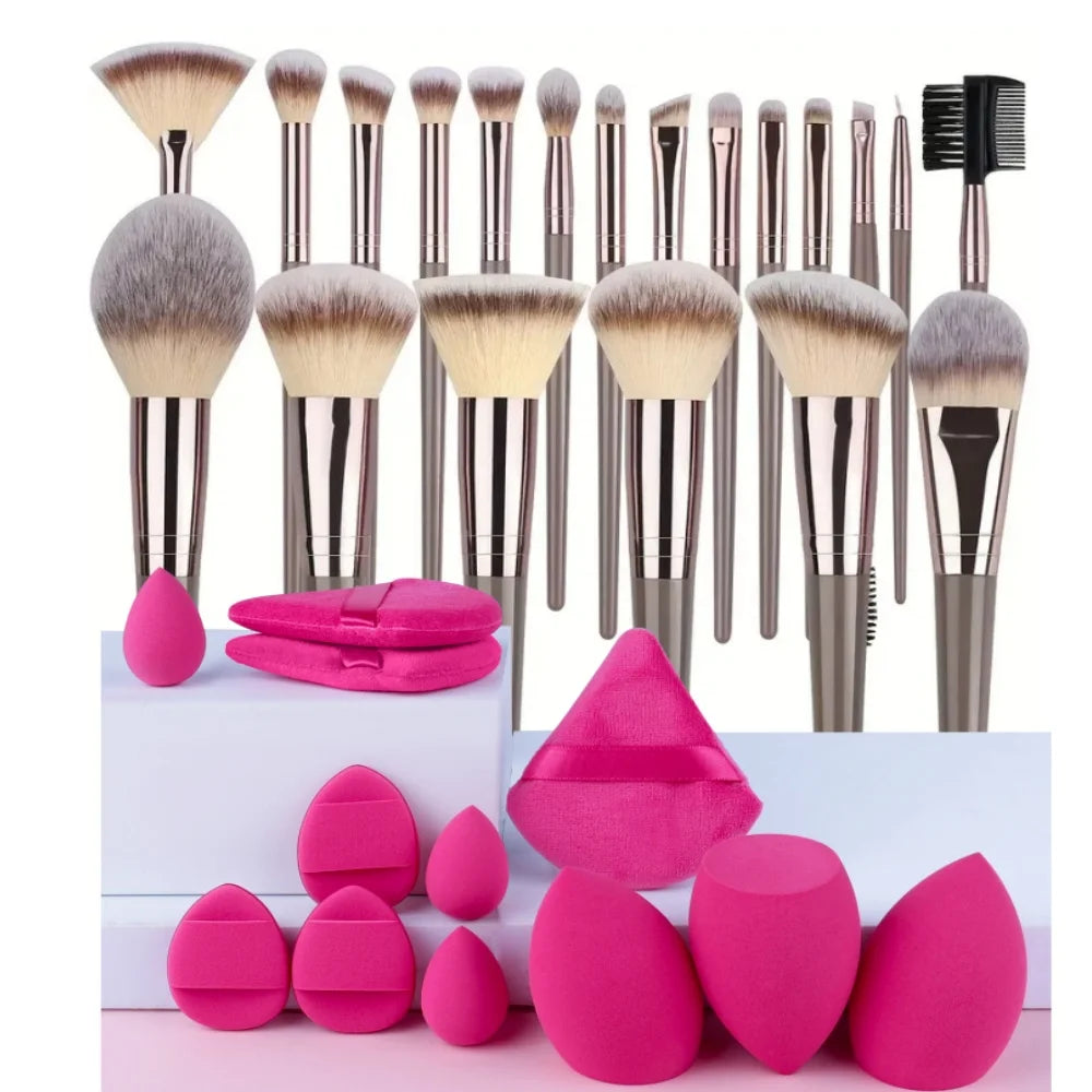 Kit de Brochas de Maquillaje Suaves de 3 a 20 Piezas para Rostro y Ojos con Brocha Kabuki