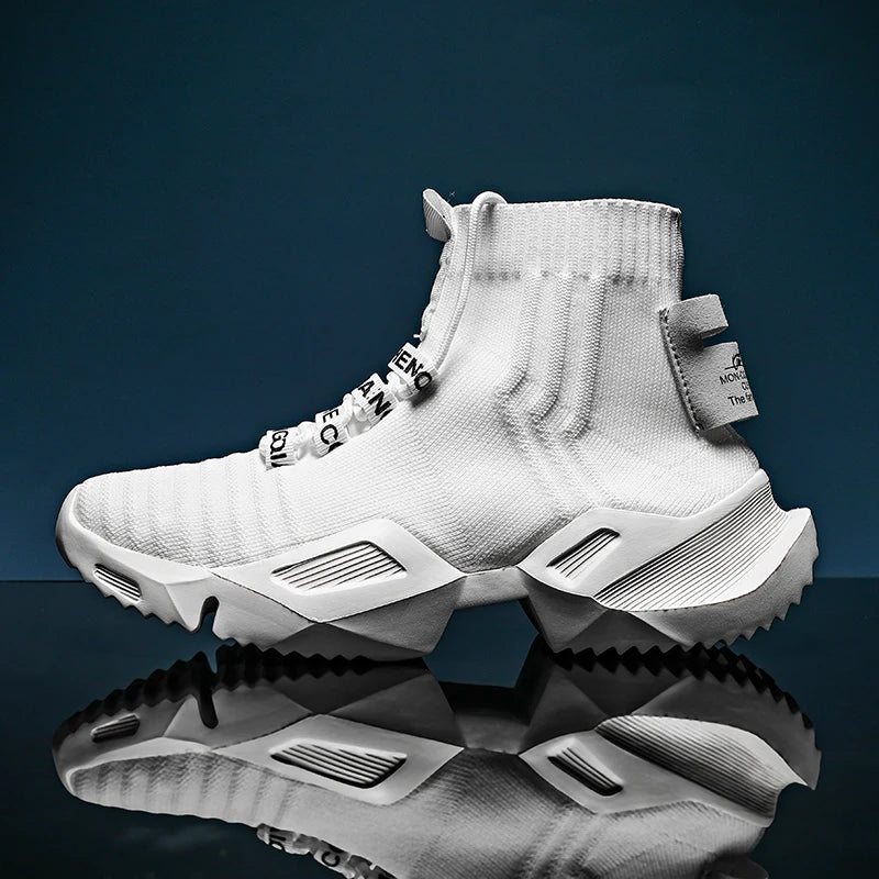 YRZL Moda de alta calidad Zapatillas de deporte de malla Hombres Zapatos casuales Ligeros Cómodos Cordones Hombres Zapatillas de deporte de cabeza alta