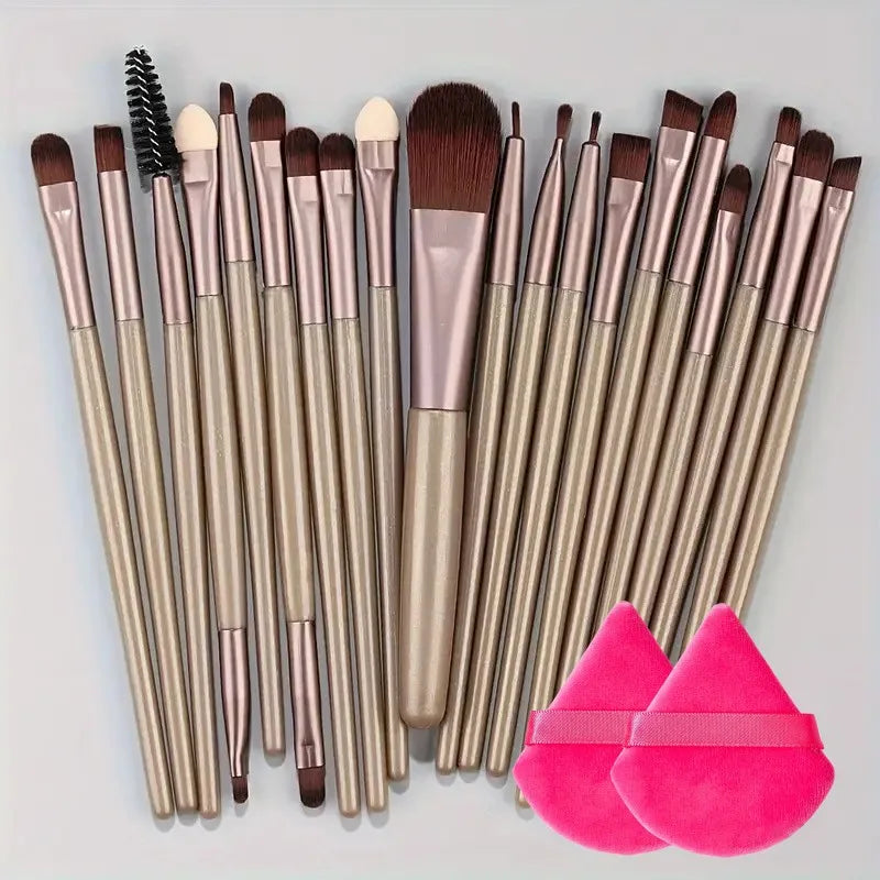 Kit de 20 Brochas de Maquillaje Profesionales para Rostro y Ojos con Difuminador