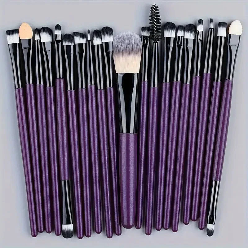 Kit de 20 Brochas de Maquillaje Profesionales para Rostro y Ojos con Difuminador