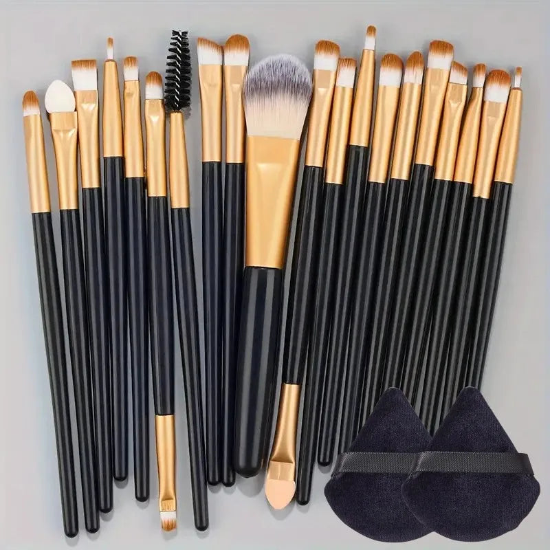Kit de 20 Brochas de Maquillaje Profesionales para Rostro y Ojos con Difuminador
