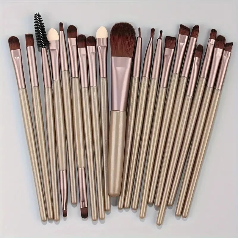 Kit de 20 Brochas de Maquillaje Profesionales para Rostro y Ojos con Difuminador