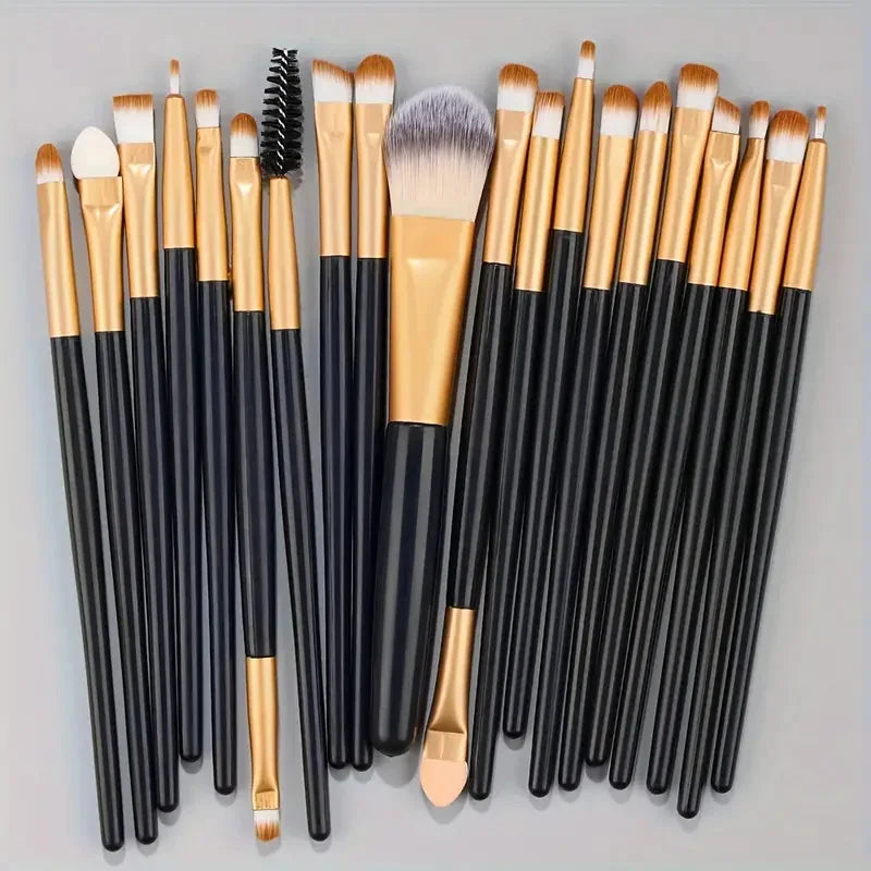 Kit de 20 Brochas de Maquillaje Profesionales para Rostro y Ojos con Difuminador