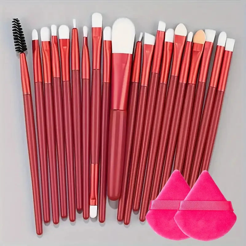 Kit de 20 Brochas de Maquillaje Profesionales para Rostro y Ojos con Difuminador