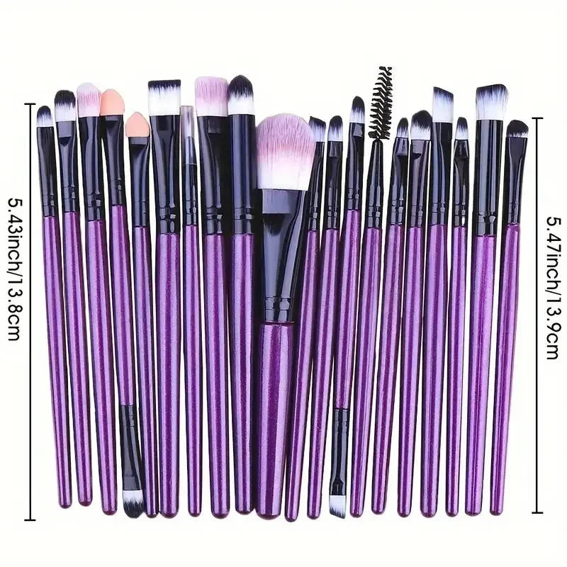 Kit de 20 Brochas de Maquillaje Profesionales para Rostro y Ojos con Difuminador