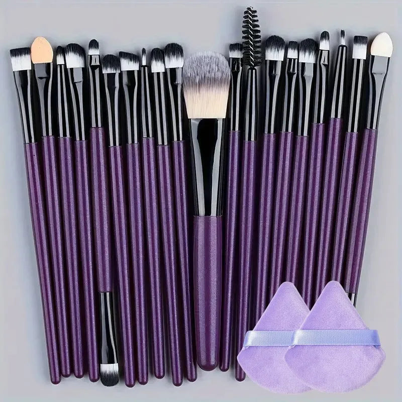 Kit de 20 Brochas de Maquillaje Profesionales para Rostro y Ojos con Difuminador