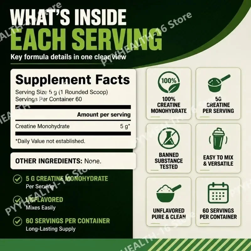 Micronized Creatine Monohydrate Powder,Support Muscle Strength & Endurance, Workout Supplement for Gym, Easy Mix, Unflavored