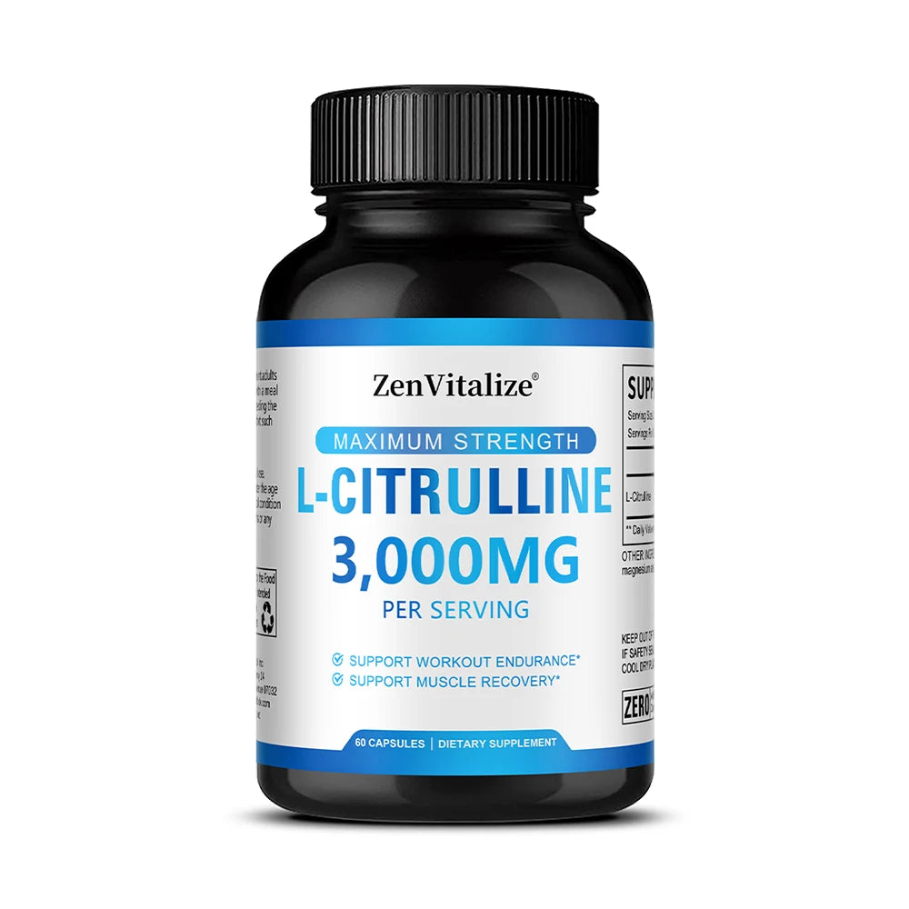 L-Citrulina 3000 mg en Cápsulas para Rendimiento y Recuperación Muscular