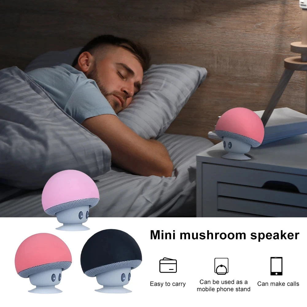 Mini Bocina Bluetooth con Forma de Hongo y Ventosa Portátil para Celular