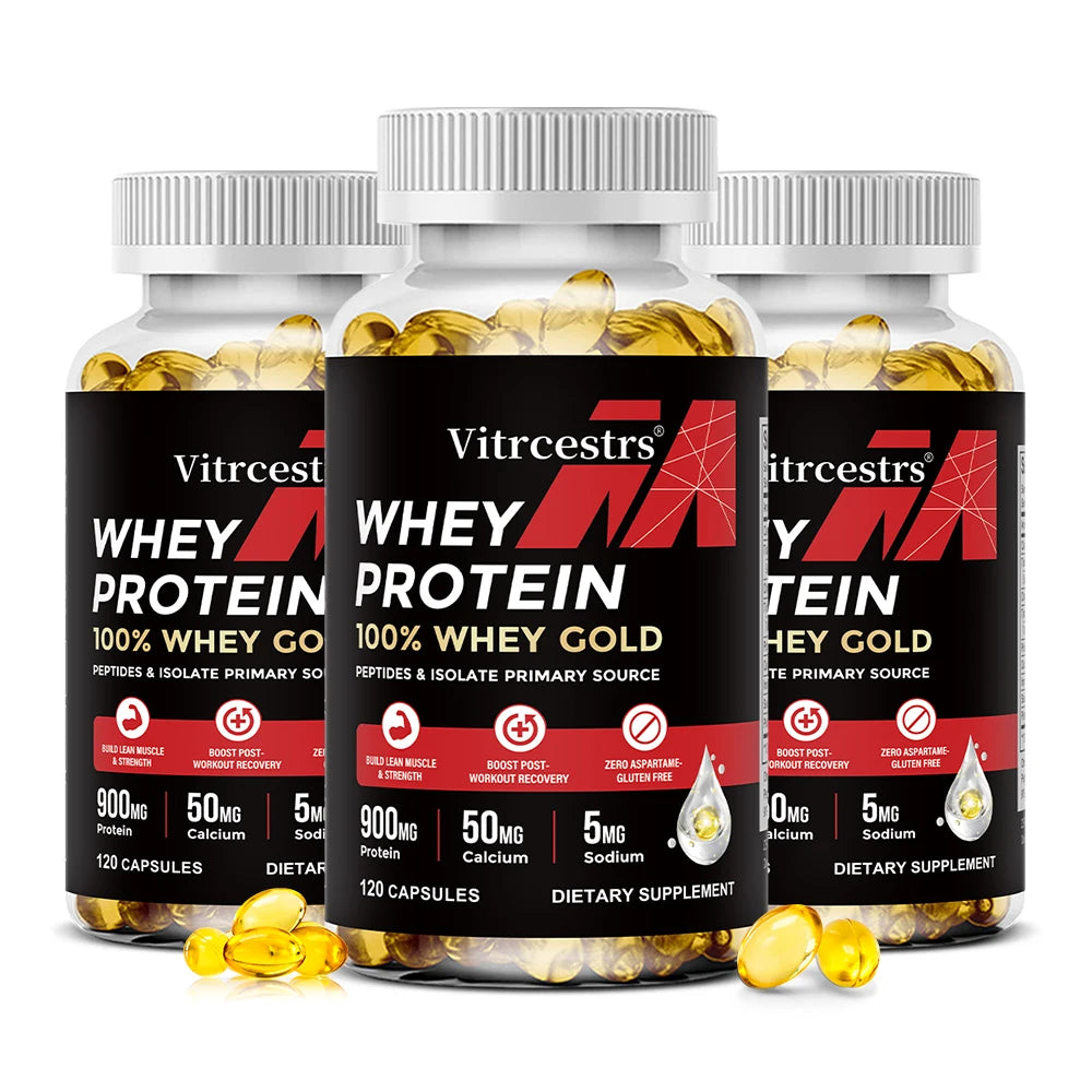 Proteína Whey Concentrada 900 mg en Cápsulas para Recuperación Muscular